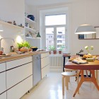 Kitchen Design Cabinet Enchanting Kitchen Design With White Cabinet Door Also Wooden Countertop At Swedish Apartment With Dining Nook Apartments Stylish Swedish Interior Style Apartment With Wooden Furniture Accents