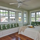 Tropical Green In Enchanting Tropical Green Bedroom Ideas In Wooden Floor And White Cabinets As Sofa With White Wooden Glass Windows Bedroom 20 Wonderful Green Bedroom Ideas With Suite Bed Cover Appearances