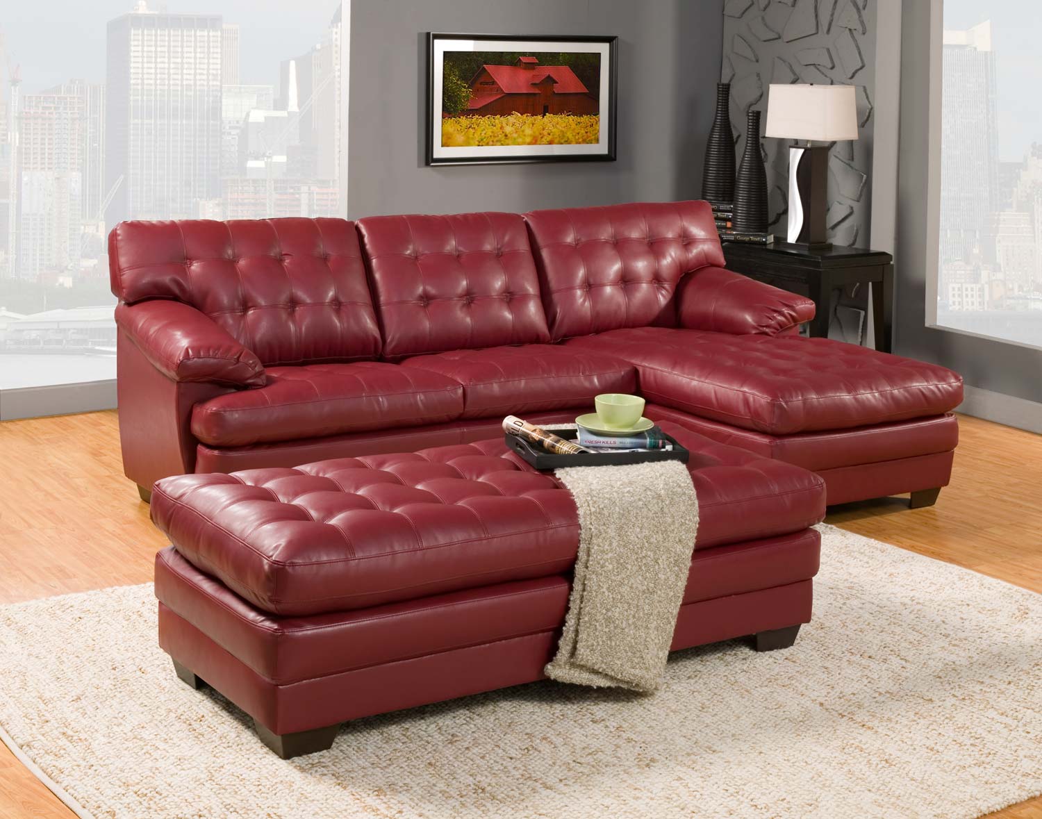 Classic Living With Excellent Classic Living Room Design With Red Leather Sofa White Rug Carpet And Soft Brown Floor Which Is Made From Wooden Veneer Furniture  Outstanding Living Room Furnished With A Red Leather Couch Or Sofa Sets