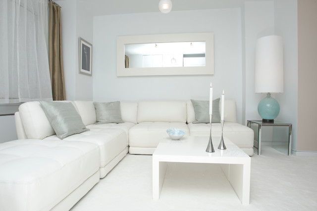 Contemporary Living White Excellent Contemporary Living Room With White Colored Leather Sectional Sofa And White Table Made From Wooden Material Decoration 20 Brilliant Leather Sectional Sofas That Will Fit Stunningly Into Your Family Home