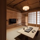 Home Interior A Excellent Home Interior Design Of A Hidden Dining Table With Japanese Style Including Wooden Table In Front Of The Television On The Wall Architecture Charming Modern Japanese House With Luminous Wooden Structure