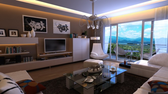 Interior Decoration Including Excellent Interior Decoration Of Elftug Including White Sofas In Taupe Style Living Room Also A Wide Screen TV On The Wooden Desk Near Windows Decoration Luxurious Modern Furniture For Stylish Bachelor Pad