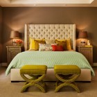 Low Profile Tufted Excellent Low Profile Bed With Tufted Bed Headboard Dark Bedside Tables Shiny Table Lamps Colorful Pillows Bedroom 16 Masculine Bedrooms Ideas For Men's And Decoration Tips