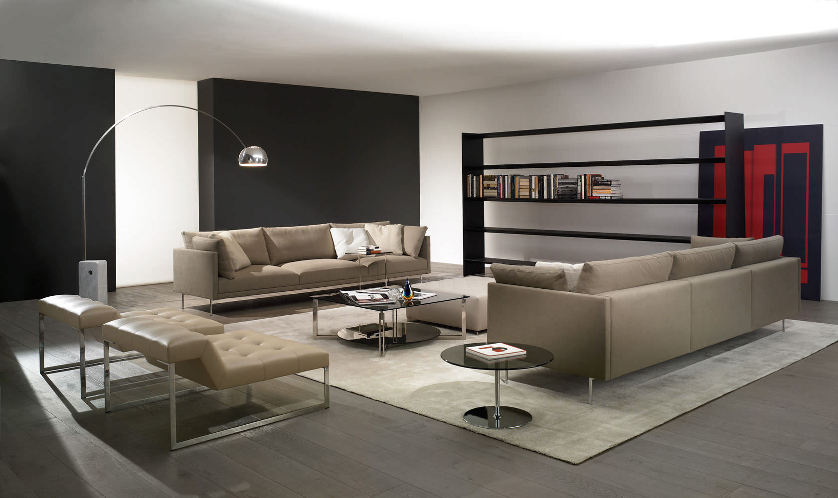 Modern Living With Excellent Modern Living Room Design With Dark Brown Colored Soft Contemporary Sofas And Silver Arc Lamp Made From Stainless Steel Decoration  Remarkable Beautiful Contemporary Sofas With Various Elegant Styles