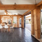 Allies Farmhouse Applied Exciting Allies Farmhouse Interior Design Applied Big Beams Ceiling And Pillars Decorated With Much Wooden Furniture Dream Homes Stunning Rustic Contemporary Home With Bright Interior Accents