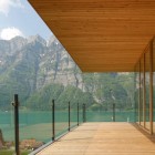 Balcony Design Am Exciting Balcony Design Of Wohnhaus Am Walensee Residence With Transparent Glass Handrail And Beautiful View Of Big Blue Lake Architecture Beautiful Rectangular Lake Home With Wood And Concrete Elements