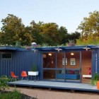 Container Guest Navy Exciting Container Guest House With Navy Blue Molded Wall Completed Glass Windows On It To Enhance The Natural Views Outside Dream Homes Stunning Shipping Container Home With Stylish Architecture Approach