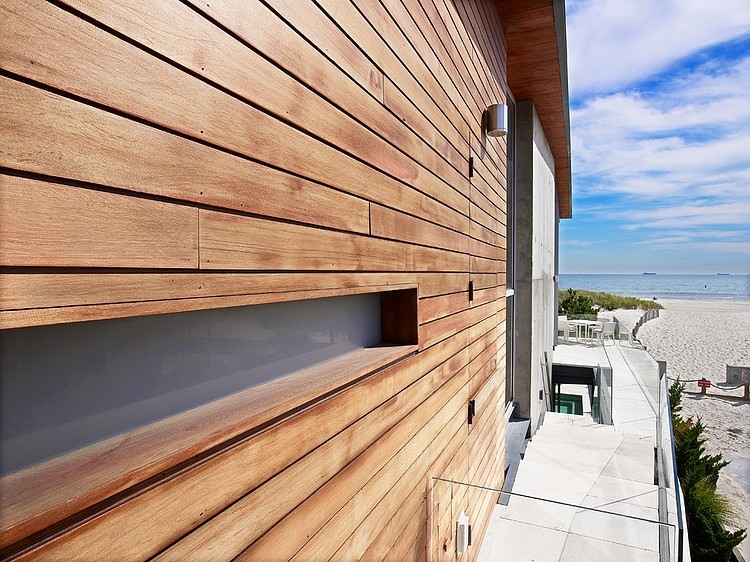 Details Of Beach Exciting Details Of Long Island Beach House Exterior Applied Plank Wall And Concrete Walkway With Glass Balustrade Dream Homes Elegant Contemporary Beach House With Stylish Interior Decorations