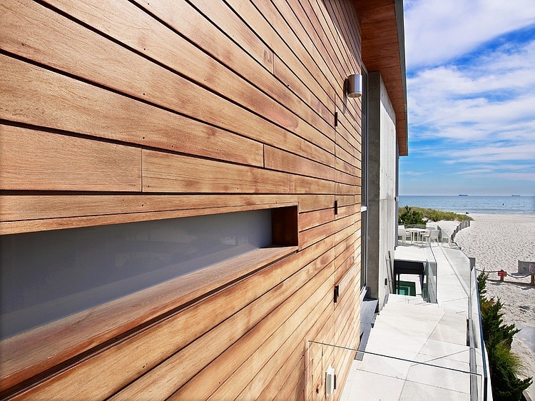 Details Of Beach Exciting Details Of Long Island Beach House Exterior Applied Plank Wall And Concrete Walkway With Glass Balustrade Dream Homes  Elegant Contemporary Beach House With Stylish Interior Decorations