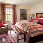 Red Gray Duvet Exciting Red Gray White Striped Duvet Cover In Traditional Bedroom Completed Tufted Ottomans On Soft Carpet Bedroom Creative And Beautiful Duvet Cover Ideas To Get Different Looks