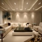 White Sofa Glass Exclusive White Sofa Sets Box Glass Coffee Table Ornamental Plant Sparkling Ceiling Lights Soft Carpet In Lavish Living Room Furniture Fantastic And Comfortable Sofa Sets Blends Personality And Minimalism