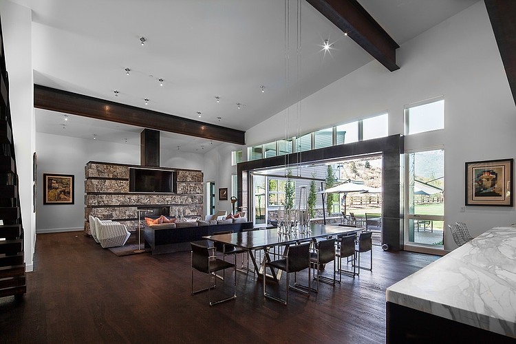 Park City Group Expansive Park City Residence Jaffa Group Interior Involving Living Dining And Cooking Room Without Divider Dream Homes  Captivating Home Design With Grey Exterior Surrounded By Green Lawn