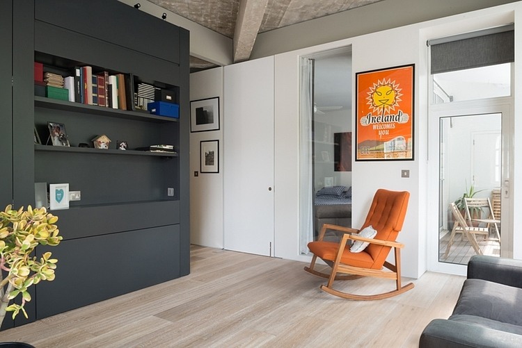 Family Room White Exquisite Family Room Design Applied White Oak Floor And Grey Sofa At Warner House Architecture Add With Orange Rocking Chair Dream Homes Chic And Elegant Contemporary House With Exposed Concrete Beams