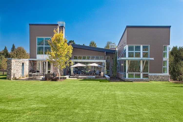 Large Manicured The Extra Large Manicured Lawn Covering The Park City Residence Jaffa Group Backyard Landscape Set In Neat Plan Dream Homes Captivating Home Design With Grey Exterior Surrounded By Green Lawn