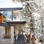 Catching Facade Road Eye Catching Facade Architecture Wrights Road Residence Involving Stone Tiled Exterior Wall With Glass On Upper Floor Decoration Stunning Beautiful Home With Open-Concept Kitchen And Stone Decorations