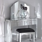 Catching Romano Table Eye Catching Romano Mirrored Dressing Table Idea Featured With Folding Arch Mirror Drawers And Black Stool Bedroom Outstanding Mirrored Furniture For Bedroom Decoration Ideas