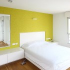 Catching Yellow Amitzi Eye Catching Yellow Painted House Amitzi Architects Center Wall Of Master Bedroom With Mirror And Bed Dream Homes Stylish Minimalist Home Interior And Exterior With Bewitching White Paint Colors