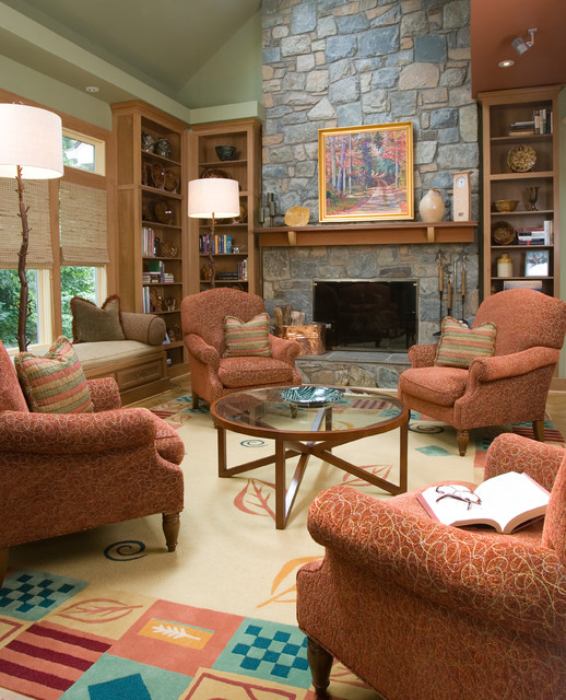 Living Room Soffas Fabulous Living Room With Orange Sofas Facing The Glass Table And The Fireplace Mantel Shelves Under The Photos Decor Decoration Functional Modern Home With Fireplace Mantel Shelves And Creative Lightings