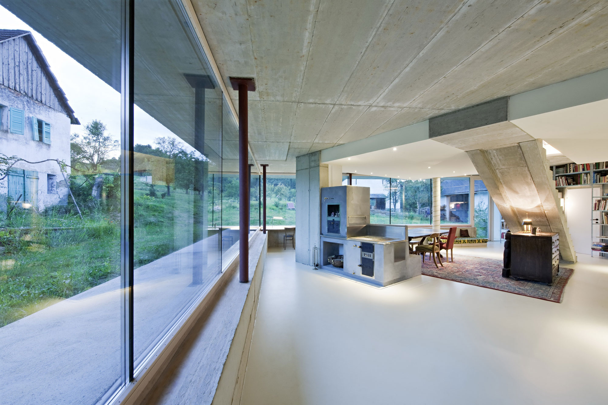 Living Space The Fabulous Living Space Design Inside The FORUM Limbach With Floating Staircase Above Chest Of Drawer On Medieval Carpet Dream Homes  Stylish And Sophisticated Concrete Home With Contemporary Style Interiors