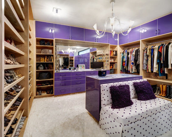 Girls Bedroom With Fancy Girls Bedroom Storage Ideas With Lavish Chandelier Polka Dot Sofa With Purple Fur Pillows Wood Rack Glossy Purple Cabinet Bedroom  12 Cute Girls Bedroom Storage With Shelving Solutions And Ideas