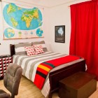 Red Heigh The Fantastic Red High Drapes On The White Painted Wall In Eclectic Bedroom Furnished Wooden Bed With Red Duvet Cover Bedroom Creative And Beautiful Duvet Cover Ideas To Get Different Looks