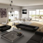 Design Of Penthouse Fascinating Design Of Sedat Durucan Monochrome Penthouse Including Black Sofas And Low Profile Glass Table On Grey Carpet Covering The Wooden Floor Decoration Luxurious Modern Furniture For Stylish Bachelor Pad