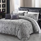 Gray White Print Fascinating Gray White Patterned Animal Print Duvet Cover Set On Wooden Bed With Wooden Nightstand And White Table Lamp Bedroom Exquisite Duvet Cover Sets For Sophisticated Contemporary Bedrooms