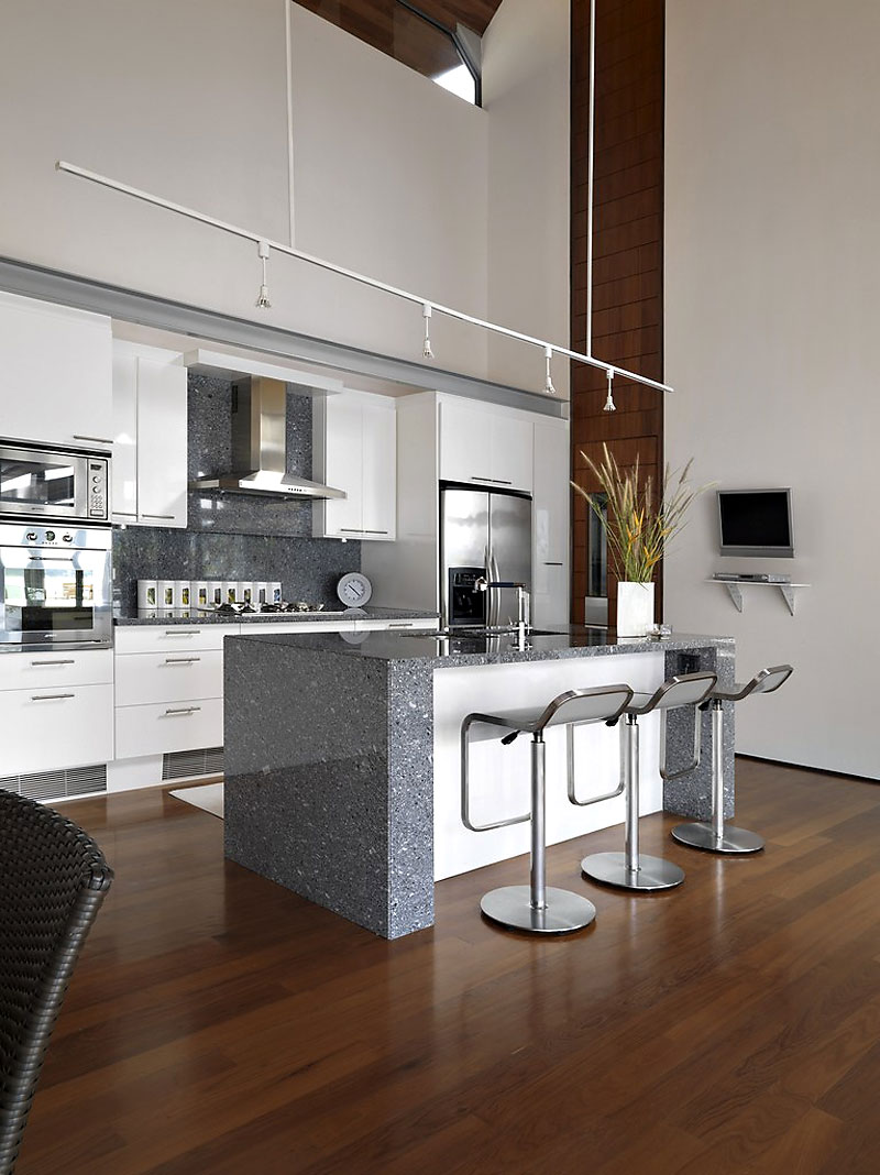 Kitchen Design Villa Fascinating Kitchen Design Of Oceanfront Villa Kamala With Several Silver Chairs And Silver Chimney Made From Stainless Steel Architecture Luminous Oceanfront Home With Magnificent Natural Views