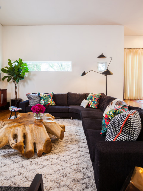 Living Room Sofas Fascinating Living Room With Black Sofas Feat Nice Pillows Facing Wooden Table And Fur Rug Design Decoration  Dramatic Yet Elegant Bold Black Sofas For Exquisite Interior Decorations