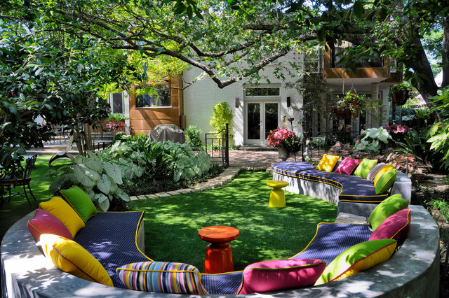 Modular Outdoor With Fascinating Modular Outdoor Sofa Installed With Eclectic Landscape Themes On Green Turfs Outside House With Orange Stool Decoration  Various Outdoor Sofa Furniture For Modern Home Exteriors