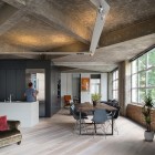 Open Floor Design Fascinating Open Floor Dining Area Design At Warner House Architecture With White Oak Floor And Beams Ceiling Dream Homes Chic And Elegant Contemporary House With Exposed Concrete Beams