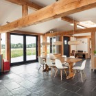 Open Floor Design Fascinating Open Floor Dining Area Design In Allies Farmhouse With Wooden Dining Table And Triple Pendant Lamp Dream Homes Stunning Rustic Contemporary Home With Bright Interior Accents