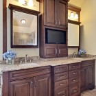 Wooden Tv Bathroom Fascinating Wooden TV Cabinet On Bathroom Vanity Inside The Traditional Bathroom With Marble Countertop Ideas Decoration 20 Elegant And Beautiful TV Cabinets Made Of Wooden Material And Elements