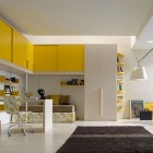 Yellow Color In Fascinating Yellow Color Accents Applied In Teen Room Decor By Zalf With Yellow Floating L Cabinet With Yellow Desk And Floral Pattern Bed Bedroom 12 Trendy Modern Teenage Bedroom Sets For Boys And Girls