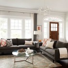 Light Grey Room Fine Light Grey Painted Family Room Interior Involving Dark Sofas Coupled With Round Glass Coffee Table Decoration Bright And Cheerful Home Decorating With Beautiful Sofa Furniture