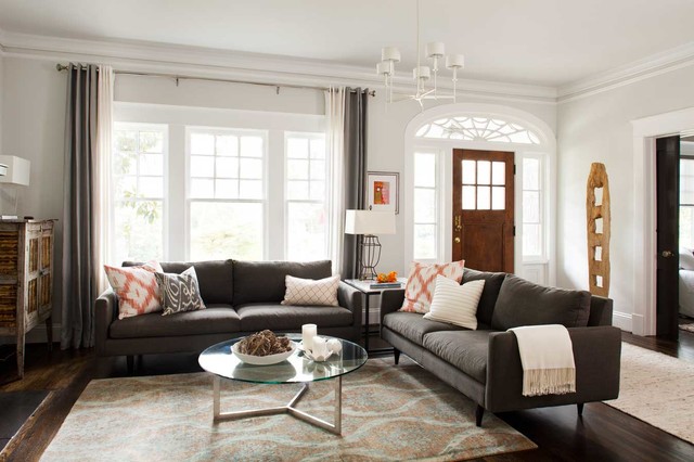 Light Grey Room Fine Light Grey Painted Family Room Interior Involving Dark Sofas Coupled With Round Glass Coffee Table Decoration Bright And Cheerful Home Decorating With Beautiful Sofa Furniture