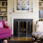 Living Room Magenta Fly Living Room Design With Magenta Chair Facing The Ottoman And The Fireplace Mantel Used Black Color Decor Fireplace 20 Impressive Fireplace Mantel For Stunning Living Room Designs
