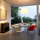 Shipping White Chairs Free Shipping White Orange Single Chairs For Wooden Glass Dining Desk Completed With White Tube Shaped Pendant Lamp In The Casa ER2 Residence Dream Homes Spectacular Home Exterior With Unique Outdoor Wall Decorations