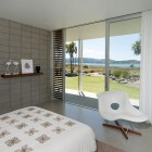 Taumata House Idea Fresh Taumata House Master Bedroom Idea With White Patterned Bedding Overlooking Beach And Green Lawn Dream Homes Natural Minimalist Home In Contemporary And Beautiful Decorations