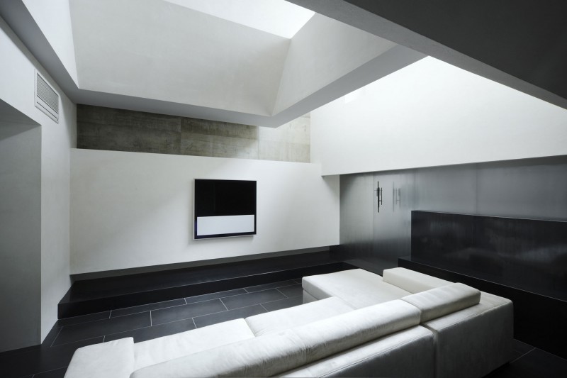 House Of Room Glorious House Of Silence Living Room Interior Maximized With Flat Screen TV And White L Shaped Sectional Sofa Dream Homes Sophisticated Modern Japanese Home With Concrete Construction Of Shiga Prefecture