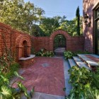 Paving Block Enhanced Glorious Paving Block Flooring Idea Enhanced With Brick Tiled Wall With Fireplace To Maximize Home Entrance Garden 18 Beautiful Garden Decorations To Make Green Corner Environment