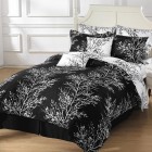 Queen Black Duvet Glorious Queen Black And White Duvet Covers On White Wooden Canopy With White Side Table On Wooden Glossy Floor Bedroom Cozy Black And White Duvet Covers Collection For Comfortable Bedrooms