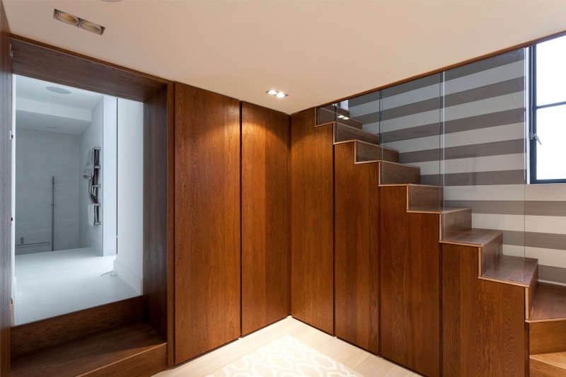 Wooden Wall Mirror Glorious Wooden Wall Next To Mirror On It Installed In The Water Tower Residence With Wooden Constructed Ladder And Glass Rails Dream Homes An Old Water Tower Converted Into A Luminous Modern Home With Sliding Glass Walls