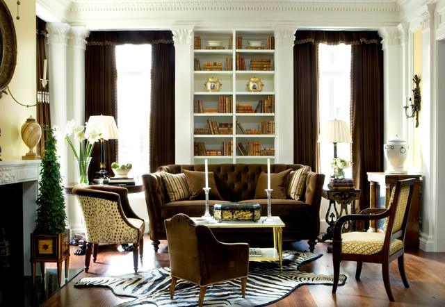 View By With Glossy View By Living Room With Brown Sofas Under Bookcase That Between Windows Which Accompanied By Curtains Dream Homes Classic And Wonderful Brown Sofas For Living Rooms With Limited Space