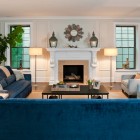 View By In Good View By Blue Sofas In Living Room Facing Black Table And Fireplace That House Planter Make Fresh Atmosphere In There Furniture Cool Blue Sofas Generate Breezy Impression In Your Living Room