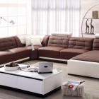 Classic Living With Gorgeous Classic Living Room Design With Brown Colored Soft Contemporary Sofas And Silver Shelf Made From Stainless Steel Decoration Remarkable Beautiful Contemporary Sofas With Various Elegant Styles