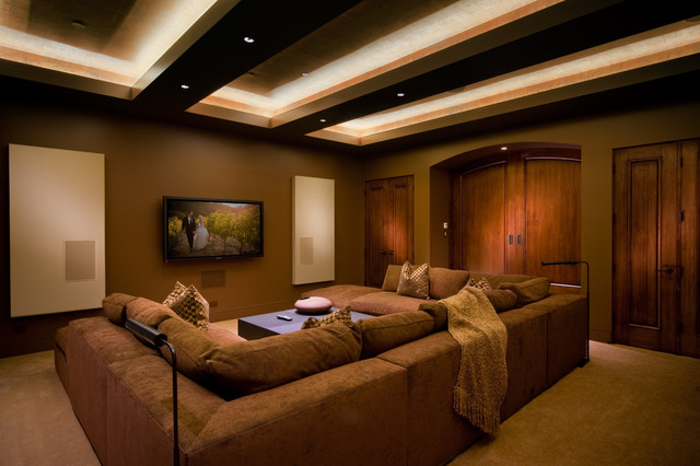 Contemporary Media With Gorgeous Contemporary Media Room Design With Brown Colored Sofa Sectionals And Wide Black Colored LCD Television Dream Homes Enchanting Living Room Decorating With A Large Sectional Sofas