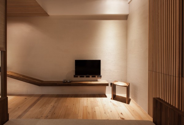 Home Interior Mounted Gorgeous Home Interior Decor Including Mounted Television Attach On The Wall With Wooden Board On The Floor Construction Architecture Charming Modern Japanese House With Luminous Wooden Structure