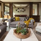Light Grey Coupled Gorgeous Light Grey Tufted Sofas Coupled With Cream Chair And White Painted Coffee Table With Rattan Tray Decoration Bright And Cheerful Home Decorating With Beautiful Sofa Furniture