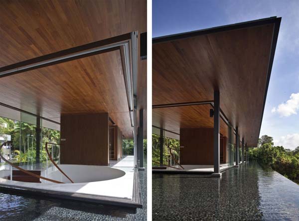 Textured Swimming Displayed Gorgeous Textured Swimming Pool Base Displayed Under Water Seen From Water Cooled House Transparent Hall Decoration Elegant And Beautiful Home Design Presented By The Water-Cooled House